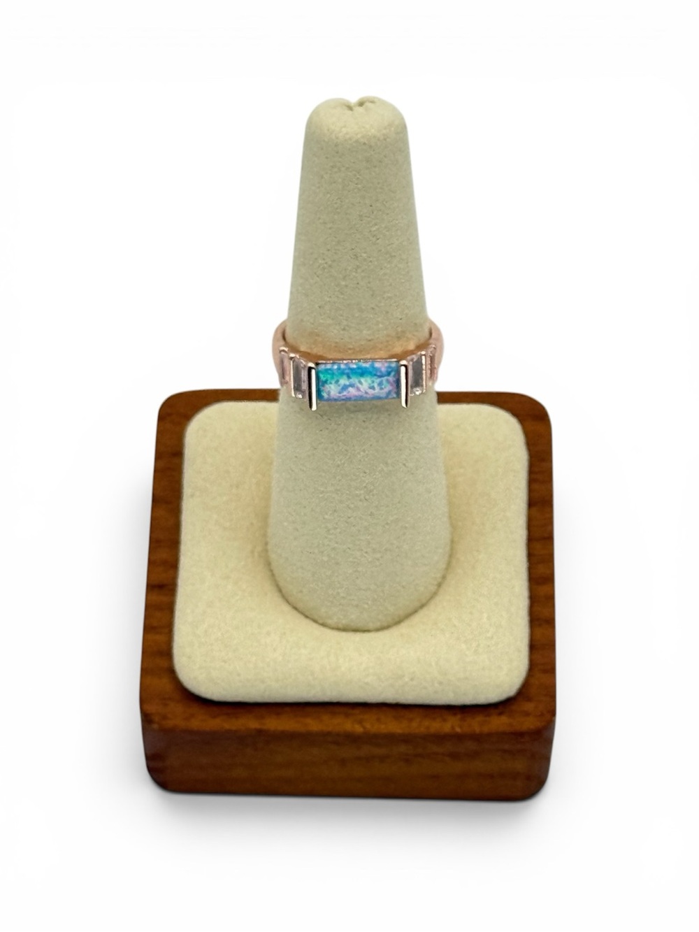 Bomb Party "She Fancies You" LB Azure Blue Fire Opal Rose Gold Plating Size 7